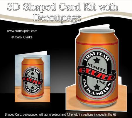 Number 1 Geezer Beer Can Shaped Card with Decoupage