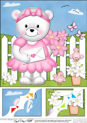 8 x 8 Teddy Tess's Flowers Scalloped Corner Topper