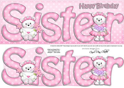 Large Dl Sister Quick Card N 3D Decoupage