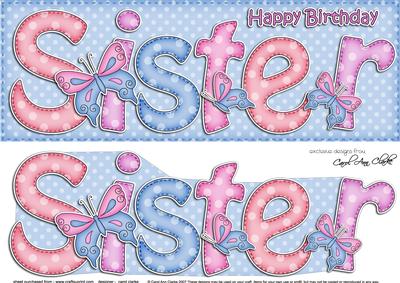 Large Dl Sister Quick Card N 3D Decoupage