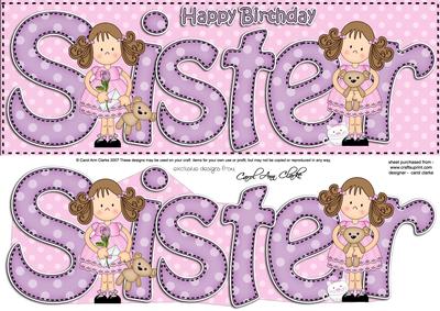 Large Dl Sister Quick Card N 3D Decoupage