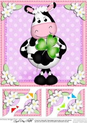 8 x 8 Milly Moo Cow's Good Luck Clover Scalloped Topper