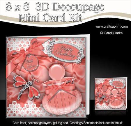 8 x 8 Perfume Lace & Dragonfly Mini Kit with 3D Decoupage