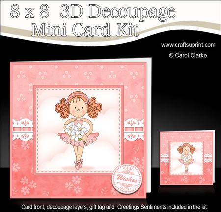 8 x 8 3D Girlz Betzi Ballerina Mini Kit 3D Decoupage