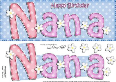 Large Dl Birthday Nana Card & 3D Decoupage