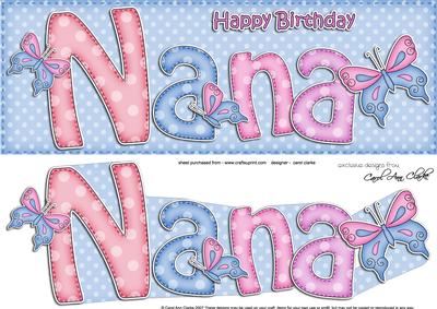 Large Dl Birthday Nana Card & 3D Decoupage