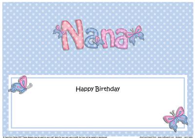 Birthday Nana Matching Large Dl Insert