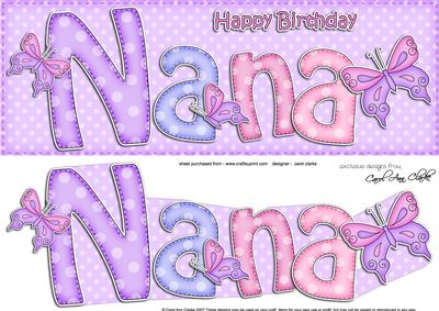 Large Dl Birthday Nana Card & 3D Decoupage