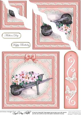 Flower Filled Wheelbarrow Quick Card Wavy Corner