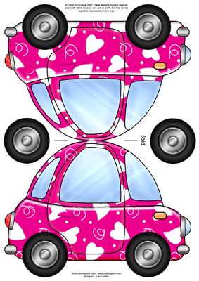 Funky Love Bug Car Shaped Card