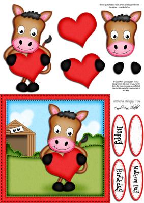 Gi Gi the Horse's Heart Quick Card N 3D Decoupage