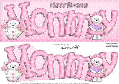 Large Dl Birthday Mommy Card & 3D Decoupage