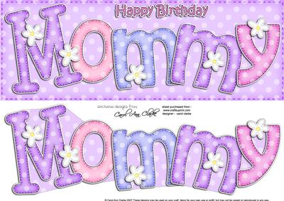Large Dl Birthday Mommy Card & 3D Decoupage