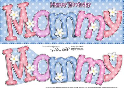 Large Dl Birthday Mommy Card & 3D Decoupage