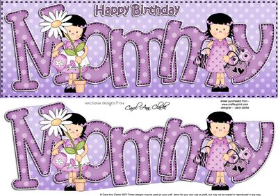 Large Dl Birthday Mommy Card & 3D Decoupage