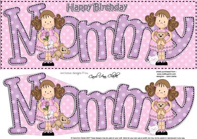 Large Dl Birthday Mommy Card & 3D Decoupage