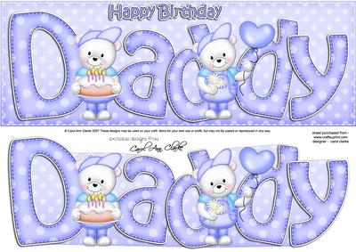 Large Dl Birthday Daddy Card & 3D Decoupage