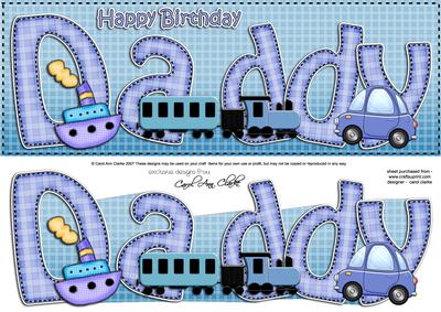 Large Dl Birthday Daddy Card & 3D Decoupage