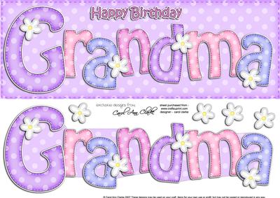 Large Dl Birthday Grandma Card & 3D Decoupage