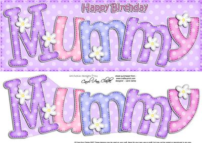 Large Dl Birthday Mummy Card & 3D Decoupage