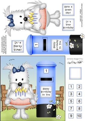 Westie Dog N Postbox Quick Card N 3D Decoupage