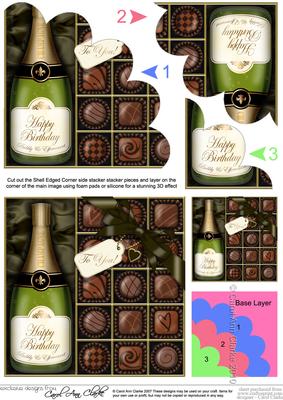 Birthday Champers N Chocs Shell Edged Corner Side Stacker