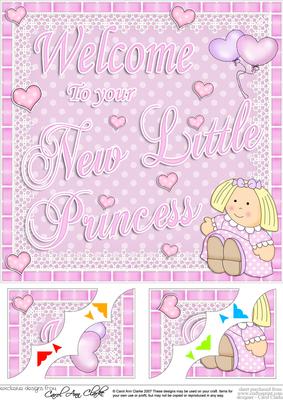 8 x 8 New Baby Girl Scalloped Corner Topper