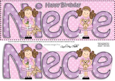 Birthday Niece Large Dl Quick Card 3D Decoupage