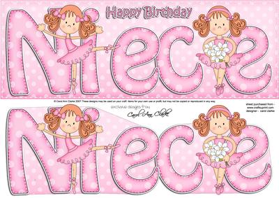 Birthday Niece Large Dl Quick Card 3D Decoupage
