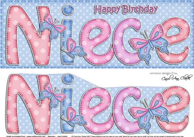 Birthday Niece Large Dl Quick Card 3D Decoupage