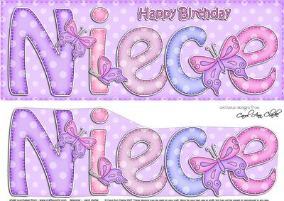 Birthday Niece Large Dl Quick Card 3D Decoupage