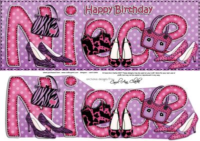 Birthday Niece Large Dl Quick Card 3D Decoupage