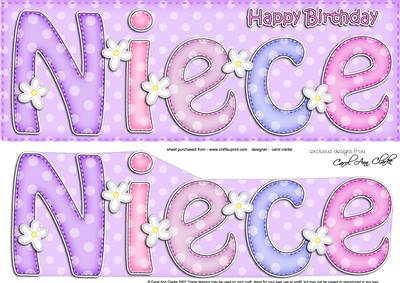 Birthday Niece Large Dl Quick Card 3D Decoupage