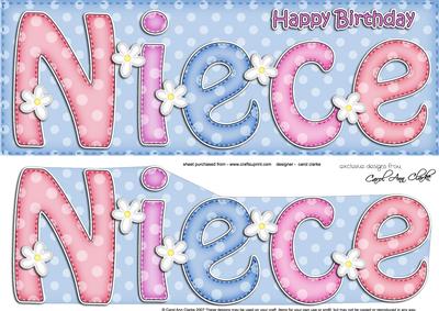 Birthday Niece Large Dl Quick Card 3D Decoupage