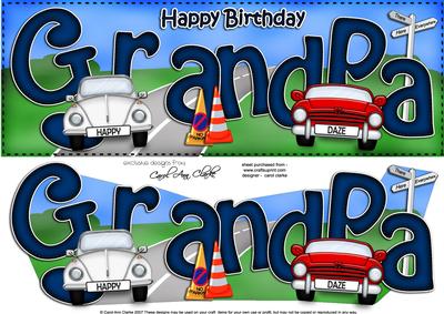 Birthday Grandpa Large Dl Quick Card 3D Decoupage