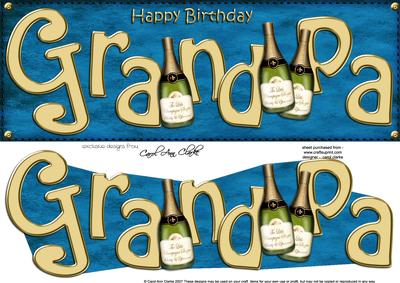 Birthday Grandpa Large Dl Quick Card 3D Decoupage