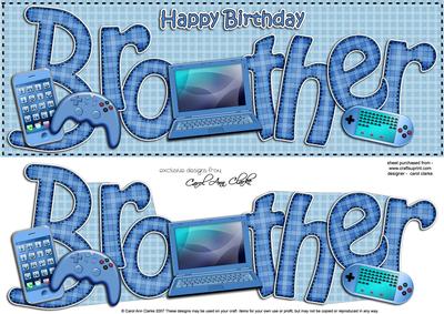 Birthday Brother Large Dl Card N 3D Decoupage