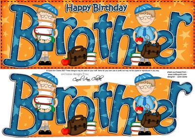 Birthday Brother Large Dl Card N 3D Decoupage