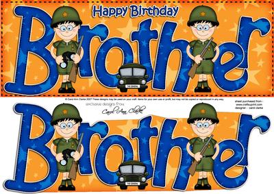 Birthday Brother Large Dl Card N 3D Decoupage