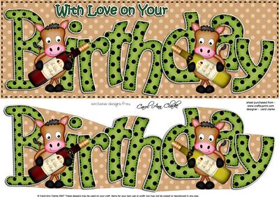 Birthday Large Dl Card N 3D Decoupage