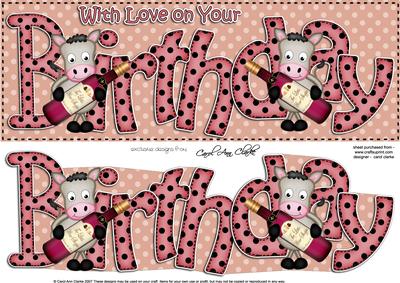Birthday Large Dl Card N 3D Decoupage