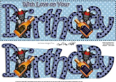 Birthday Large Dl Card N 3D Decoupage