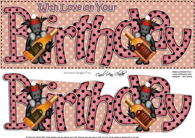 Birthday Large Dl Card N 3D Decoupage