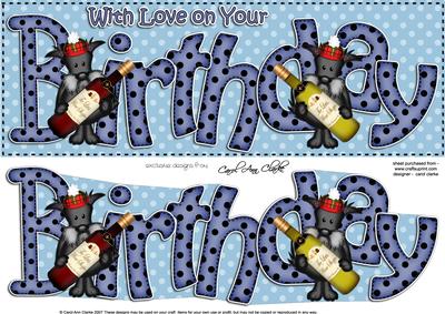 Birthday Large Dl Card N 3D Decoupage
