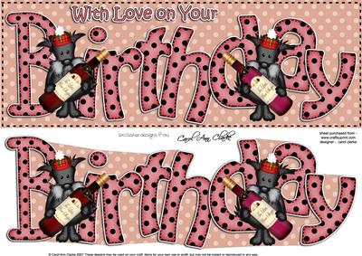 Birthday Large Dl Card N 3D Decoupage