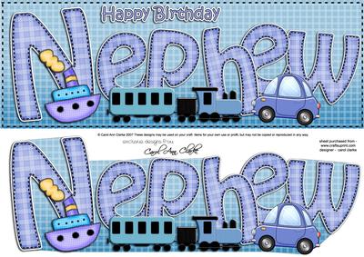 Birthday Nephew Large Dl Card N 3D Decoupage