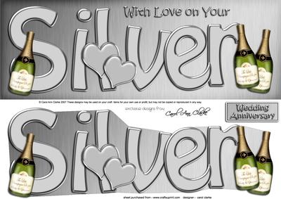 Silver Anniversary Large Dl Quick Card N 3D Decoupage
