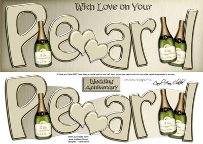 Pearl Anniversary Large Dl Quick Card N 3D Decoupage
