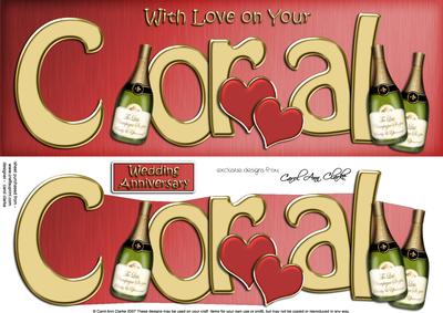Coral Anniversary Large Dl Quick Card N 3D Decoupage