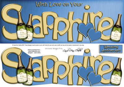 Sapphire Anniversary Large Dl Quick Card N 3D Decoupage